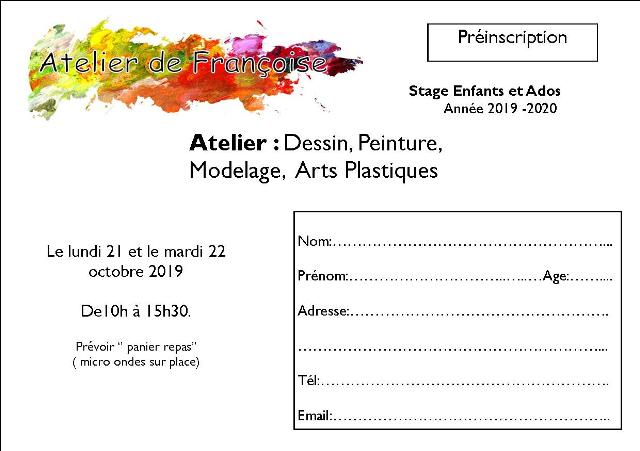 Stage octobre  Préinscription Enfant Ados 2019- WEB